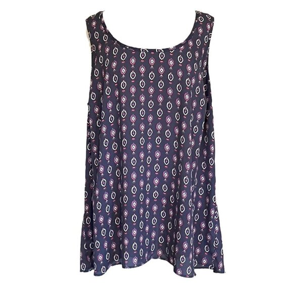 Torrid Womens Plus Sz 2X Gray Mandala Georgette Hi Lo Tank Top Pleated Back - Picture 2 of 6